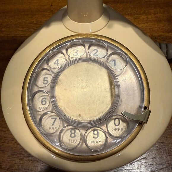 Vintage 1970’s French Style Western Electric Rotary Cream Desk Phone w/ Handset - Picture 3 of 11